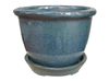 Wholesale Ceramic Pots & Planters > Pot w/ Saucer Series
Mini Pot with Saucer : Rim Glazed (Running Green)