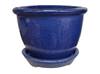 Wholesale Ceramic Pots & Planters > Pot w/ Saucer Series
Mini Pot with Saucer : Rim Glazed (Running Blue)