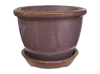 Wholesale Ceramic Pots & Planters > Pot w/ Saucer Series
Mini Pot with Saucer : Rim Glazed (Running Brown)