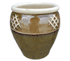 Clay Pots & Planters > Urn Series
HaiNam Urn : Design #303:<br>Rim Unglazed (Green & Brown)