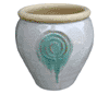 Clay Pots & Planters > Urn Series
HaiNam Urn : Stamped Design #304:<br>Rim Unglazed (Lavender/Green)