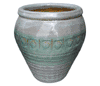 Clay Pots & Planters > Urn Series
HaiNam Urn : Stamped Design #302:<br>Rim Glazed (Lavender/Green)