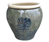 Clay Pots & Planters > Urn Series
HaiNam Urn : Stamped Design #305:<br>Rim Unglazed (Green/Blue)