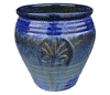 Clay Pots & Planters > Urn Series
HaiNam Urn : Stamped Design #305:<br>Rim Glazed (Blue/Green)