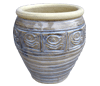 Clay Pots & Planters > Urn Series
HaiNam Urn : Stamped Design #308:<br>Rim Unglazed (Lavender/Blue)