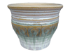 Plant Container, Pots & Planters > Malay Series
Malay Aztec Pot : Stamped Design #302:<br>Rim Unglazed (Lavender/Green)