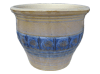 Plant Container, Pots & Planters > Malay Series
Malay Aztec Pot : Stamped Design #302:<br>Rim Unglazed (Honey/Blue)