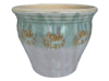 Plant Container, Pots & Planters > Malay Series
Malay Aztec Pot : Stamped Design #309:<br>Rim Unglazed (Lavender/Green)