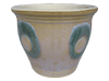 Plant Container, Pots & Planters > Malay Series
Malay Aztec Pot : Stamped Design #310:<br>Rim Unglazed (Honey/Green)