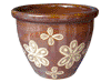 Frost Proof Pots & Planters > Malay Series
Round Rim Malay Pot : Flower Carving #104 (Running Brown) 