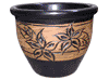 Frost Proof Pots & Planters > Malay Series
Round Rim Malay Pot : Flower Carving #106 (Graphite Black)