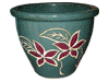 Frost Proof Pots & Planters > Malay Series
Round Rim Malay Pot : Flower Carving #105 (Ocean Green)