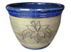 Frost Proof Pots & Planters > Malay Series
Round Rim Malay Pot : Flower Carving #107 (Washed Blue)