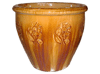 Frost Proof Pots & Planters > Malay Series
Round Rim Malay Pot : Stamped Design #110:<br>Hibicus (Swirl Honey)