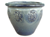 Frost Proof Pots & Planters > Malay Series
Round Rim Malay Pot : Stamped Design #108:<br>Sun Flower (Blossom Black)