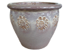 Frost Proof Pots & Planters > Malay Series
Round Rim Malay Pot : Stamped Design #108:<br>Sun Flower (Blossom Brown)