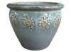 Frost Proof Pots & Planters > Malay Series
Round Rim Malay Pot : Stamped Design #108:<br>Sun Flower (Blossom Green)