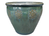 Frost Proof Pots & Planters > Malay Series
Round Rim Malay Pot : Stamped Design #108:<br>Sun Flower (Imperial Green)