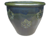 Frost Proof Pots & Planters > Malay Series
Round Rim Malay Pot : Stamped Design #116:<br>Maple Leaf (Imperial Green)