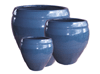 Ceramic Pottery Pots & Planters > Egg Series
Bellied Egg Pot : Rim Glazed (Running Blue)