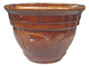 Wholesale Glazed Pottery Pots & Planters > Stackable Series
Camille Pot : Special Art Design: Swirl Grooves (Running Brown)