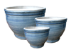 Container Gardening, Pots & Planters > Malay Series
Lipped Malay Pot : Rim Unglazed (Brush Blue/Creme)