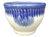 Container Gardening, Pots & Planters > Malay Series
Lipped Malay Pot : Stamped Design #113: Fan<br>(Swirl Blue/Cream)