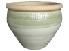 All Weather Pots & Planters > Malay Series
Malay Belly Pot : Scallop Design (Green Wave Brush)