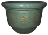 Wholesale Pottery Supply, Pots & Planters > Stackable Series
Patio Pot : Stamped Design #108:<br>Sun Flower (Imperial Green)