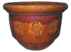 Wholesale Pottery Supply, Pots & Planters > Stackable Series
Patio Pot : Stamped Design #108:<br>Sun Flower (Brown)