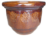 Wholesale Pottery Supply, Pots & Planters > Stackable Series
Patio Pot : Stamped Design #110:<br>Hibicus (Brown)