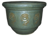 Wholesale Pottery Supply, Pots & Planters > Stackable Series
Patio Pot : Stamped Design #110:<br>Musical Sign (Imperial Green)