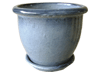 Wholesale Outdoor Pottery Pots & Planters > Pot w/ Saucer Series
Planter with Saucer : Plain Color:<br>Rim Glazed (Blossom Black)