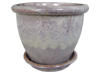 Wholesale Outdoor Pottery Pots & Planters > Pot w/ Saucer Series
Planter with Saucer : Plain Color:<br>Rim Glazed (Blossom Brown)