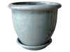 Wholesale Outdoor Pottery Pots & Planters > Pot w/ Saucer Series
Planter with Saucer : Plain Color:<br>Rim Glazed (Blossom Green)