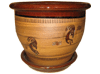 Wholesale Outdoor Pottery Pots & Planters > Pot w/ Saucer Series
Planter with Saucer : Southwest Design:<br>Kokopelli II (Brush Brown)