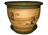 Wholesale Outdoor Pottery Pots & Planters > Pot w/ Saucer Series
Planter with Saucer : Southwest Design:<br>Kokopelli II (Tea Green)