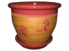 Wholesale Outdoor Pottery Pots & Planters > Pot w/ Saucer Series
Planter with Saucer : Southwest Design:<br>Kokopelli II (Maroon)