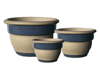 Wholesale Garden Supplier, Pots & Planters > Stackable Series
Squat Bell Pot : Centre Dot Carving (Running Blue)