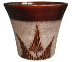 Pottery Supply, Pots & Planters > Flared Series
Stamford Planter : Sandy Carving:<br>Fern Leaf (Dark Brown)